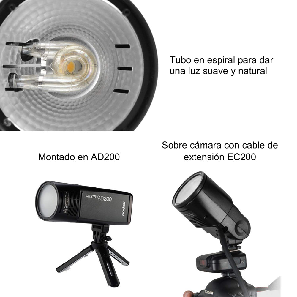 Cabezal redondo para flash Godox AD200Pro y AD200ProII