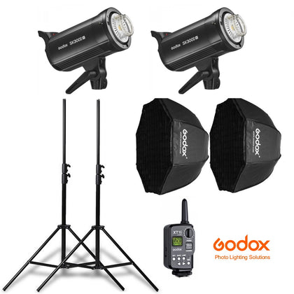 Kit 2 Flashes Godox SK300II-V con luz de modelado LED