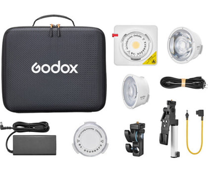 Kit Godox ML100Bi con adaptador de baterías, Reflector, rótula y maletín